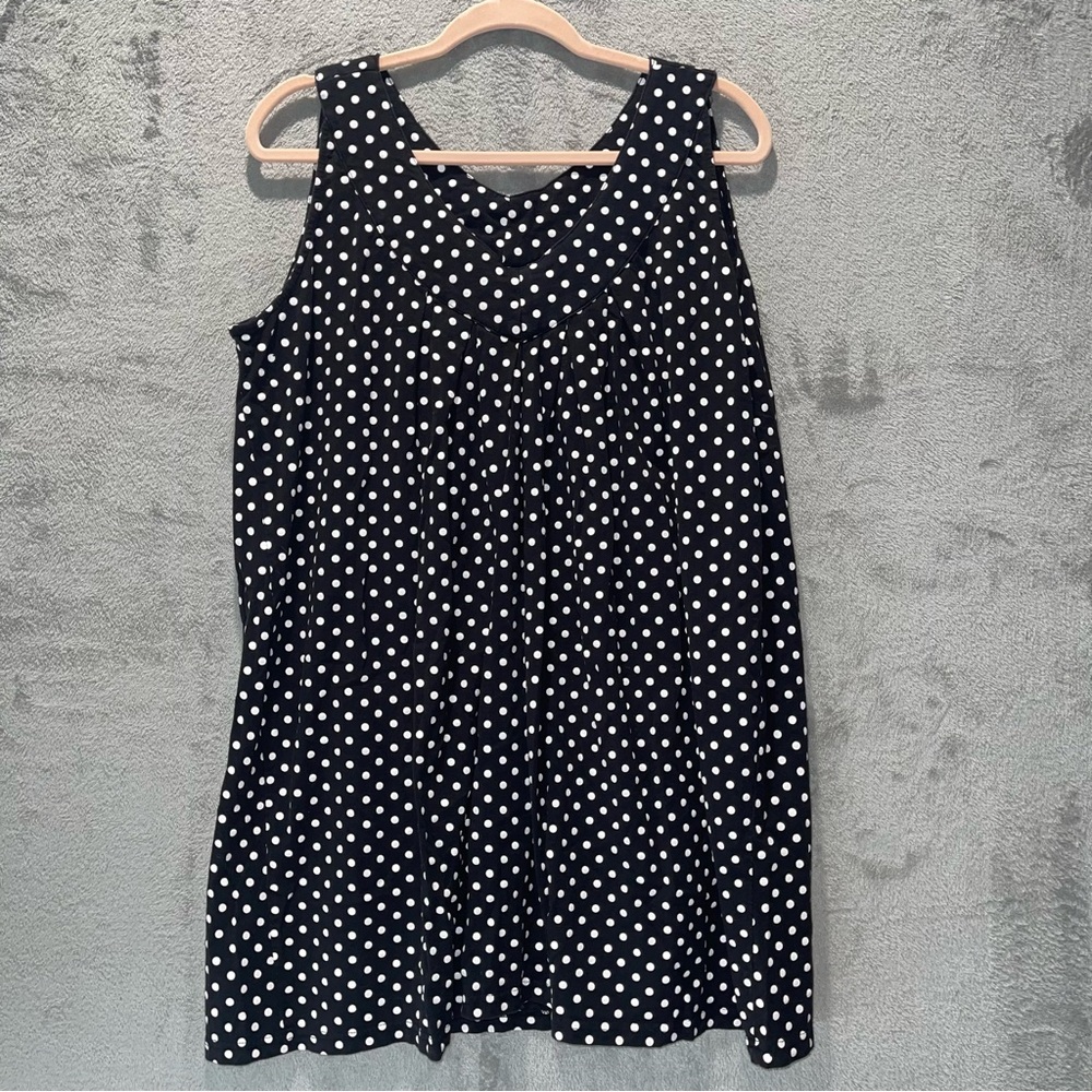 Anthony Richards Black White Polka Dot Sleeveless Blouse Size  1X